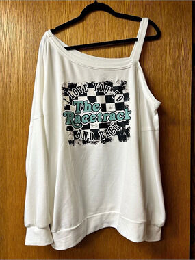Graphic one shoulder sweatshirt in White